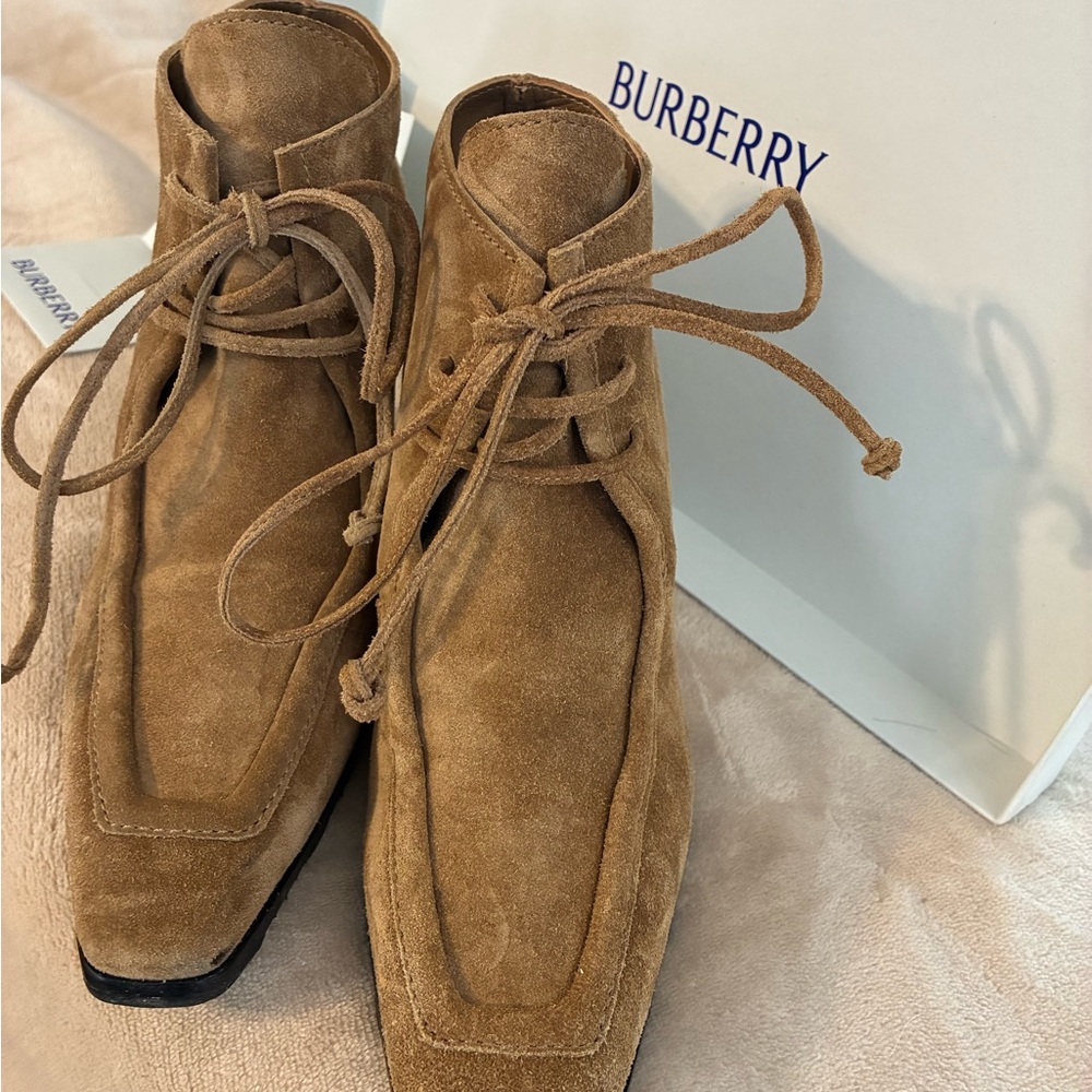 Burberry Tan Suede Ankle Boots